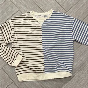 Thread & Supply Two-Tone Striped Crewneck Sweater